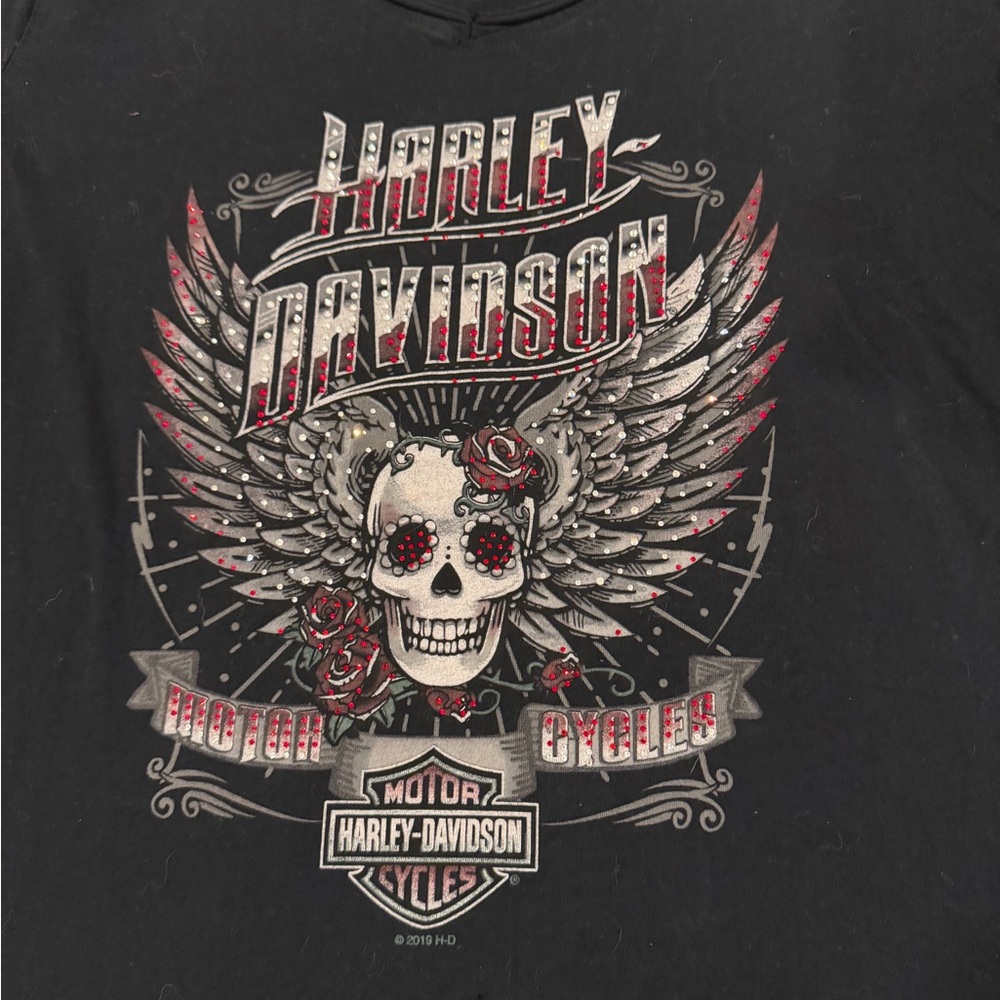 Harley Davidson Skull Graphic Tee Womens XL Vintage Inspired Biker Grunge Moto - Picture 5 of 6